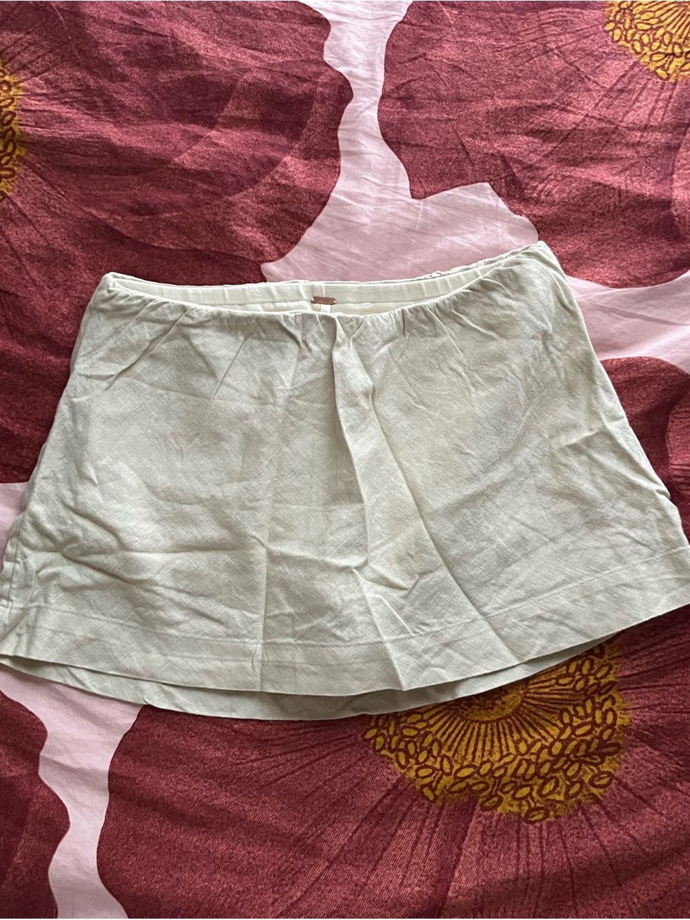 Free People Lightweight Cream Linen Blend Mini Skirt